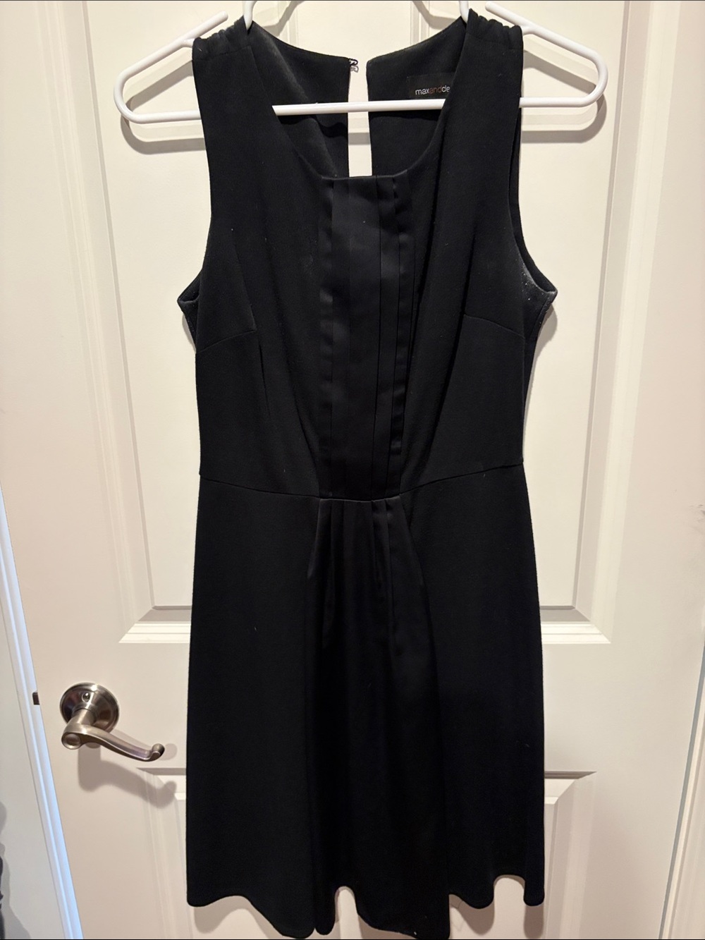 Black Sleeveless Pleated Front Mini Dress